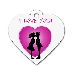 I Love You Kiss Single-sided Dog Tag (heart)