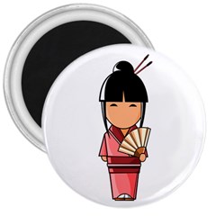 Japanese Geisha 3  Button Magnet