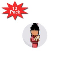 Japanese Geisha 1  Mini Button (10 Pack)