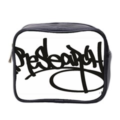 Rdlx Handstyle - Black Print Mini Travel Toiletry Bag (two Sides)