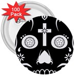 Sugar Skull 3  Button (100 pack) Front