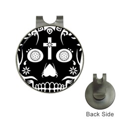 Sugar Skull Hat Clip With Golf Ball Marker by asyrum