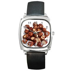 Hazelnuts Square Leather Watch by hlehnerer