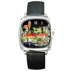 Dabdabcity710 Square Leather Watch by dabdabcity710