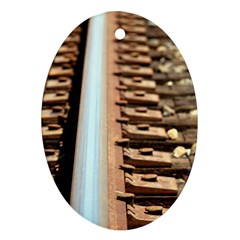 Train Track Oval Ornament (two Sides) by hlehnerer