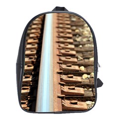 Train Track School Bag (large) by hlehnerer