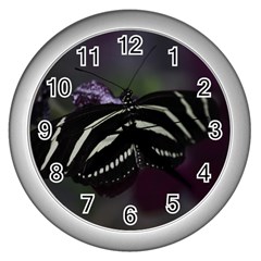 Butterfly 059 001 Wall Clock (silver) by pictureperfectphotography