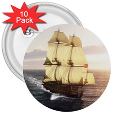 French Warship 3  Button (10 Pack)