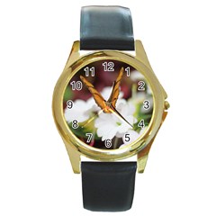 Butterfly 159 Round Metal Watch (gold Rim) 