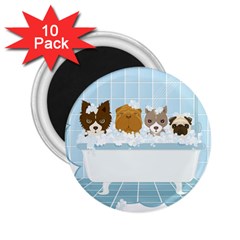 Dogs In Bath 2 25  Button Magnet (10 Pack)