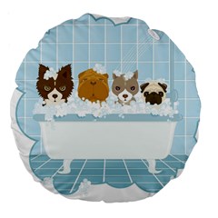 Dogs In Bath 18  Premium Round Cushion  by cutepetshop