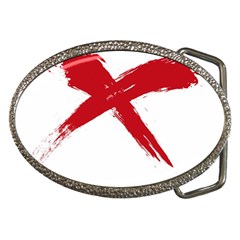 Red X Belt Buckle (oval)