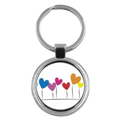 Heart Flowers Key Chain (round)