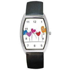 Heart Flowers Tonneau Leather Watch by magann