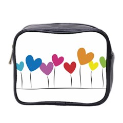 Heart Flowers Mini Travel Toiletry Bag (two Sides) by magann