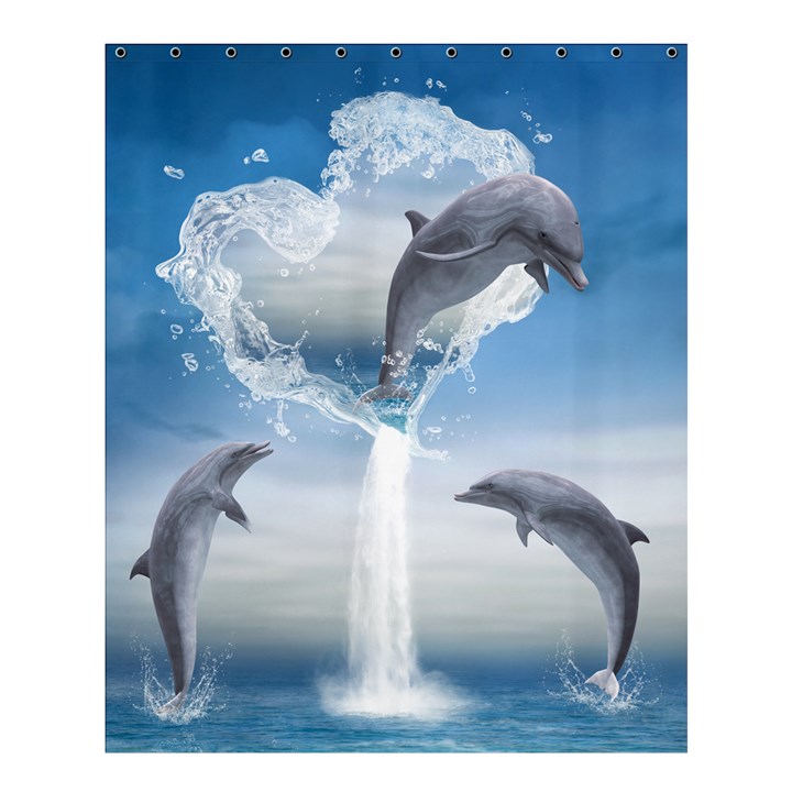 The Heart Of The Dolphins Shower Curtain 60  x 72  (Medium)