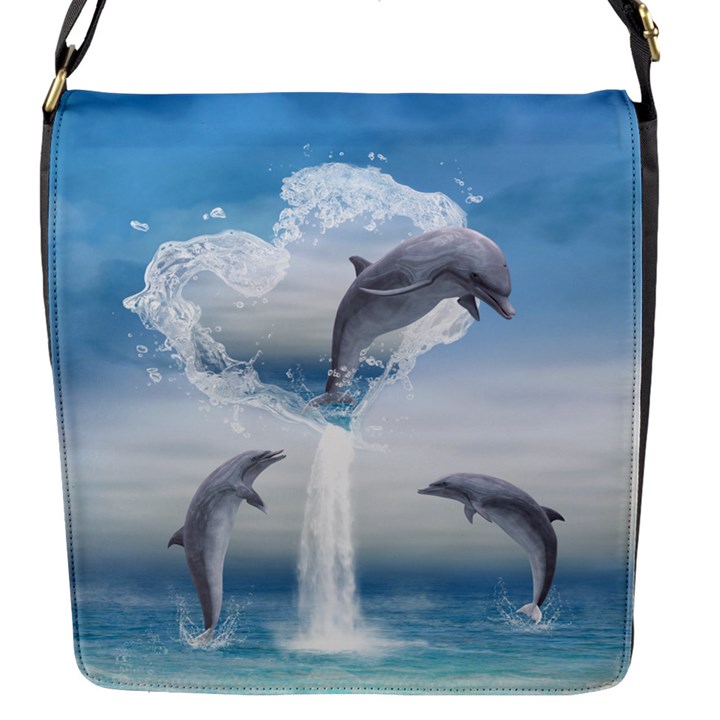 The Heart Of The Dolphins Flap closure messenger bag (Small)