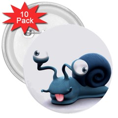 Funny Snail 3  Button (10 Pack)