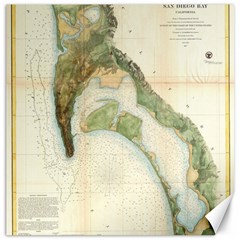 Vintage Map Of The San Diego Bay (1857) Canvas 16  X 16  (unframed) by Alleycatshirts