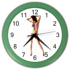 Usa Girl Wall Clock (color) by hlehnerer