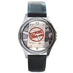 Couponing01 Round Metal Watch (Silver Rim)