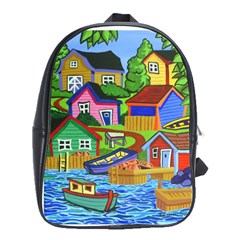 Three Boats & A Fish Table School Bag (large) by reillysart