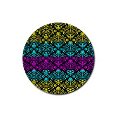 Cmyk Damask Flourish Pattern Drink Coaster (round) by DDesigns