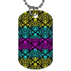 Cmyk Damask Flourish Pattern Dog Tag (two Sided) 