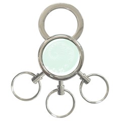 Pastel Green Abstract Flowers 3-Ring Key Chain