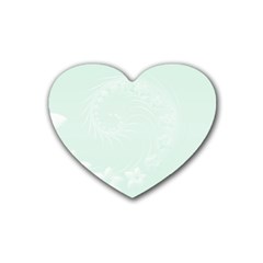 Pastel Green Abstract Flowers Drink Coasters 4 Pack (Heart) 