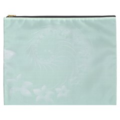 Pastel Green Abstract Flowers Cosmetic Bag (XXXL)