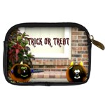 Black Ghoulish Pumpkins In Black Vignette Digital Camera Leather Case Back