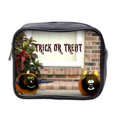 Black Ghoulish Pumpkins In Black Vignette Mini Travel Toiletry Bag (two Sides) by gothicandhalloweenstore