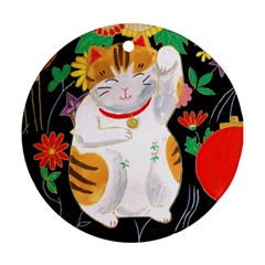 Maneki Neko Round Ornament (two Sides) by TabbyCatStudios