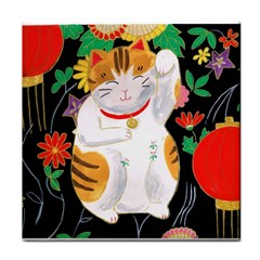 Maneki Neko Face Towel by TabbyCatStudios