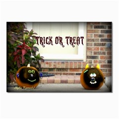 Black Ghoulish Pumpkins In Black Vignette Postcard 4 x 6  (10 Pack) by gothicandhalloweenstore