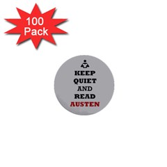 Keep Quiet And Read Austen 1  Mini Button (100 Pack)