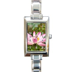 A Pink Lotus Rectangular Italian Charm Watch