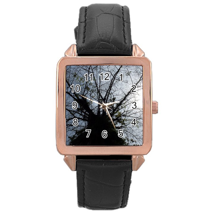 An Old Tree Rose Gold Leather Watch 