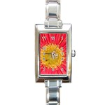 A Red Flower Rectangular Italian Charm Watch Front