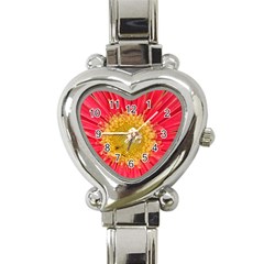 A Red Flower Heart Italian Charm Watch 