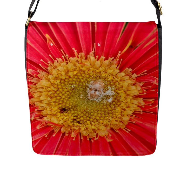 A Red Flower Flap Closure Messenger Bag (Large)