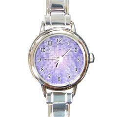 Purple Cubic Typography Round Italian Charm Watch