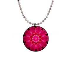 Pink Flower Design Button Necklace by MaxsGiftBox