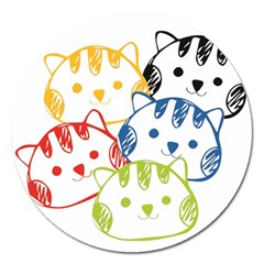 Kawaii Cat Faces Magnet 5  (round) by hajisdream