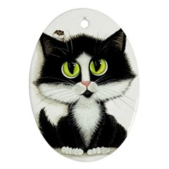 Tuxedo Cat Ornament (Oval)