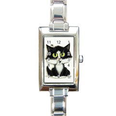 Tuxedo Cat by BiHrLe Rectangular Italian Charm Watch