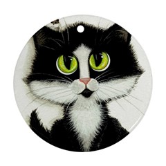 Tuxedo Cat By Bihrle Round Ornament by AmyLynBihrle