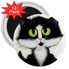 Tuxedo Cat by BiHrLe 3  Button Magnet (10 pack)