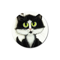 Tuxedo Cat By Bihrle Magnet 3  (round) by AmyLynBihrle